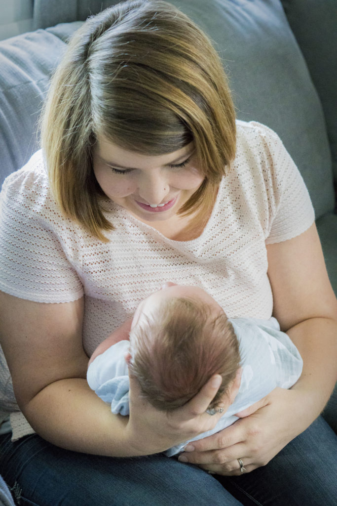 One Blessed Mom author, Jaclyn Langenkamp, holding baby son